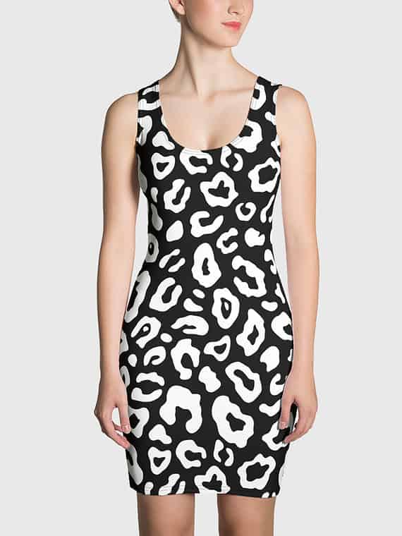Fitted Dress Leopard Print - Black