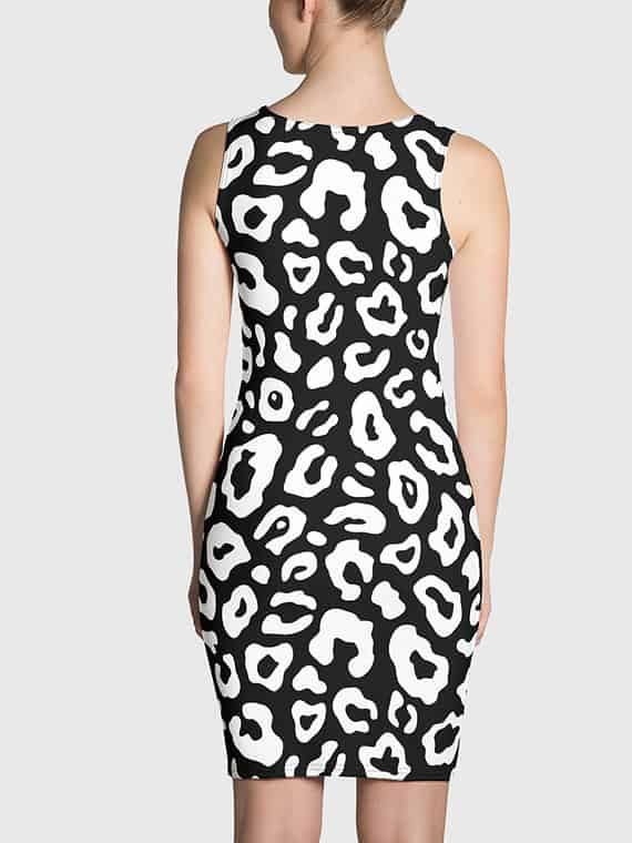 Fitted Dress Leopard Print - Black