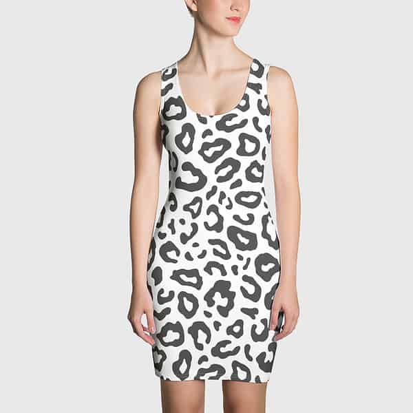 Fitted Dress Leopard Print - White