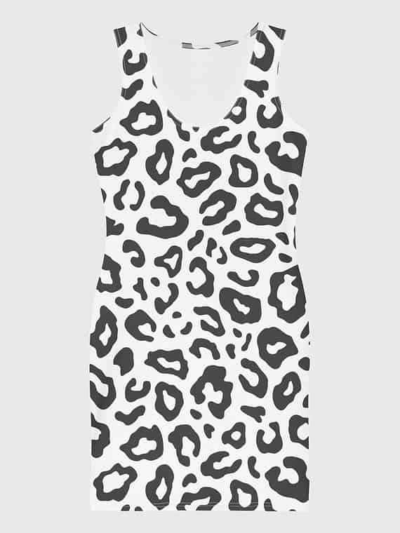 Fitted Dress Leopard Print - White