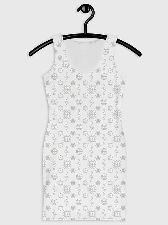 Fitted Dress Signature Motif - White