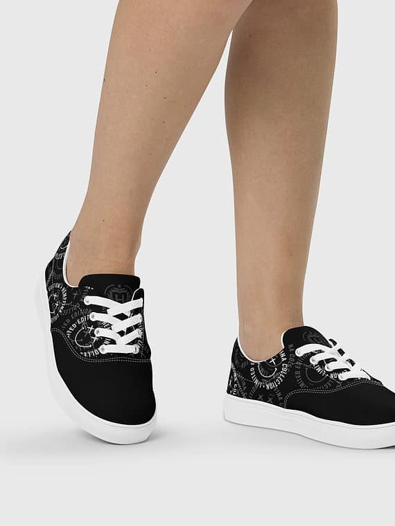 Canvas Lace-Ups Fake Smile Club - Black