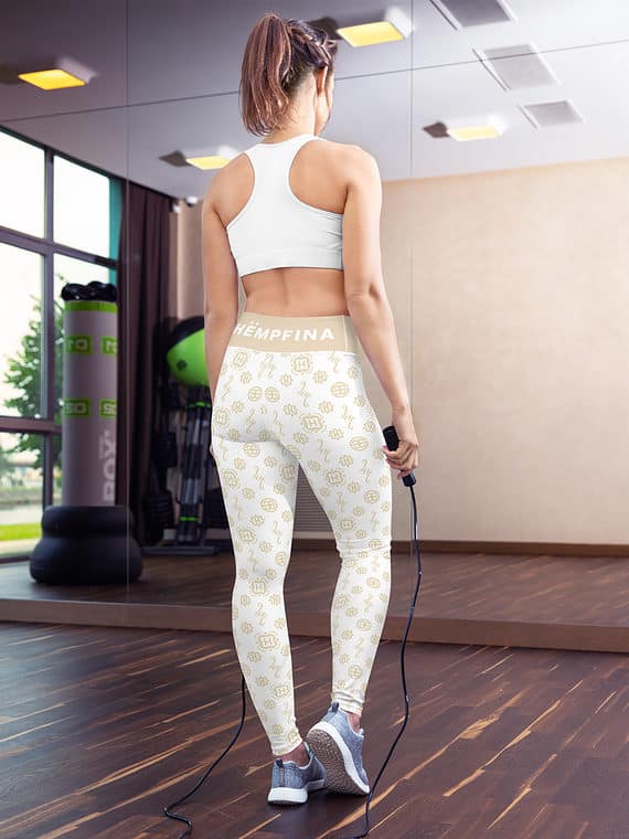 Leggings Signature Motif Champagne - White
