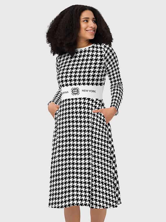 Midi Dress Monogram Checker - Black & White