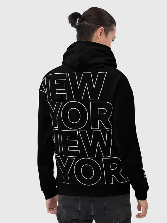 Hoodie NYC Lettername Design - Black