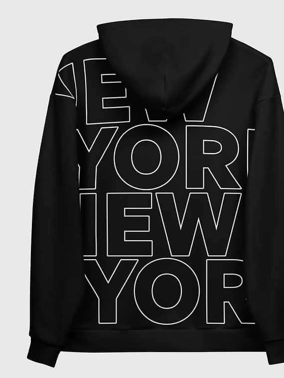 Hoodie NYC Lettername Design - Black