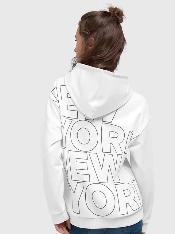 Hoodie NYC Lettername Design - White