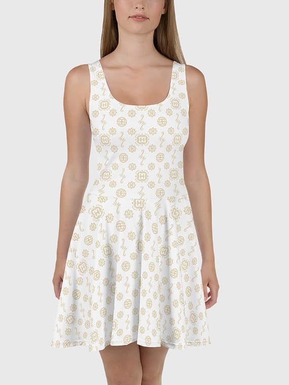 Skater Dress Signature Motif - White