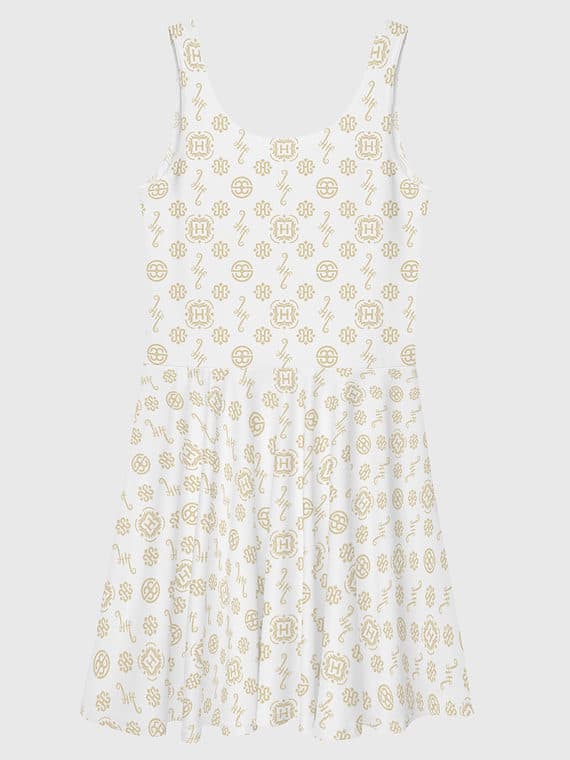 Skater Dress Signature Motif - White