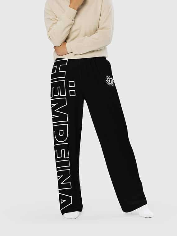 Wide-Leg Pants Lettername Design - Black