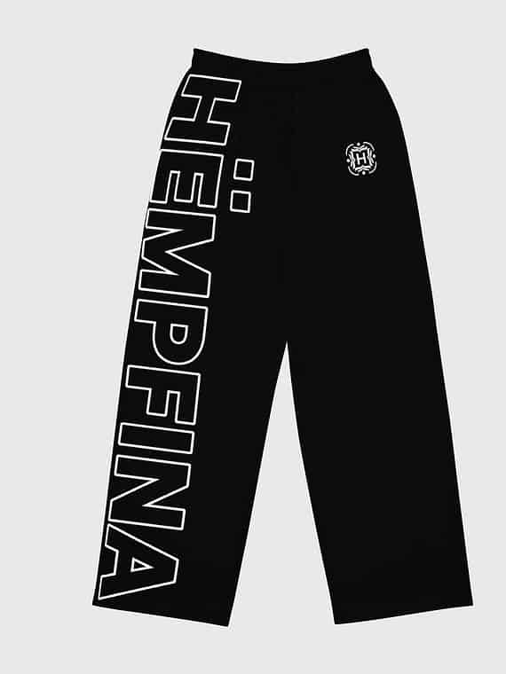 Wide-Leg Pants Lettername Design - Black
