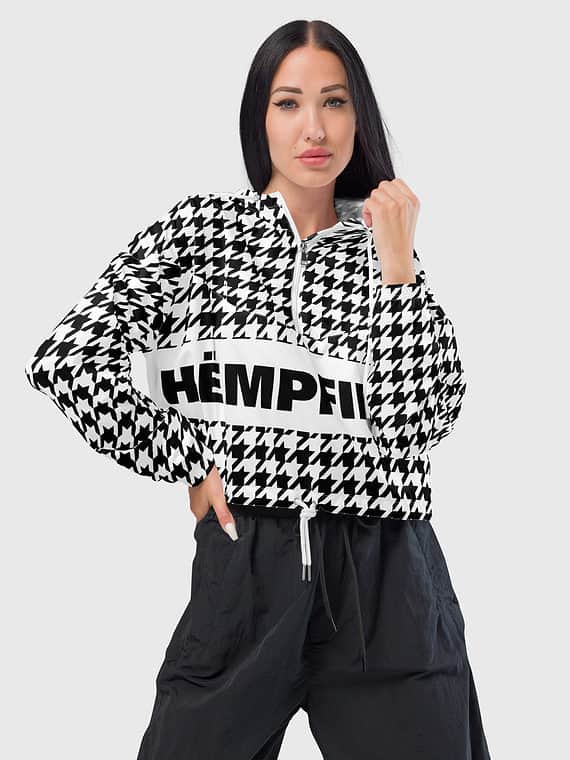 Cropped Windbreaker Lettername Design - Black & White