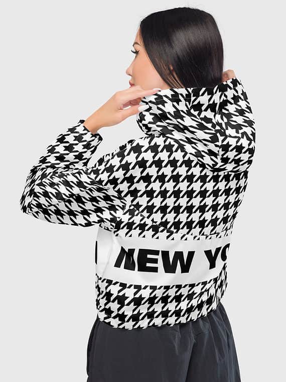 Cropped Windbreaker Lettername Design - Black & White