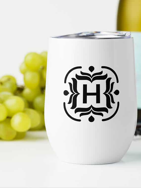 Wine Tumbler Monogram - White