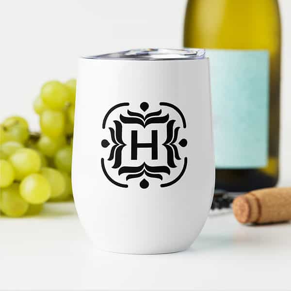 Wine Tumbler Monogram - White