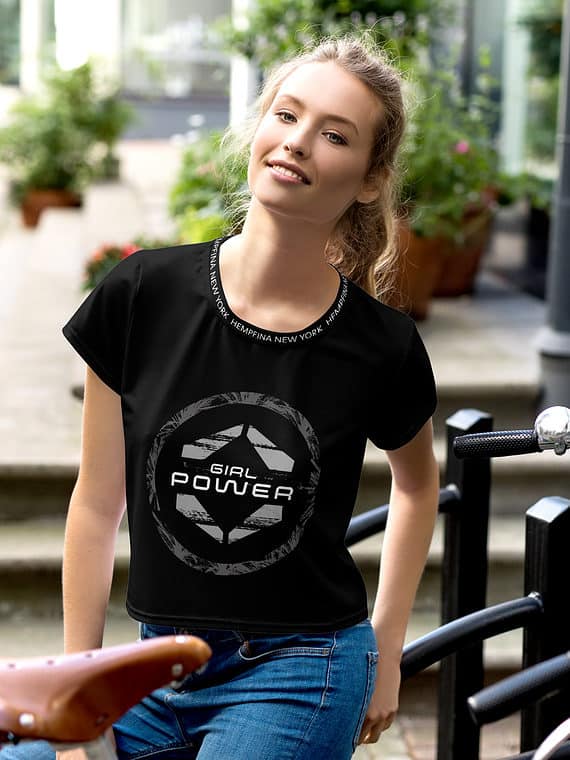Crop Tee Girl Power - Black