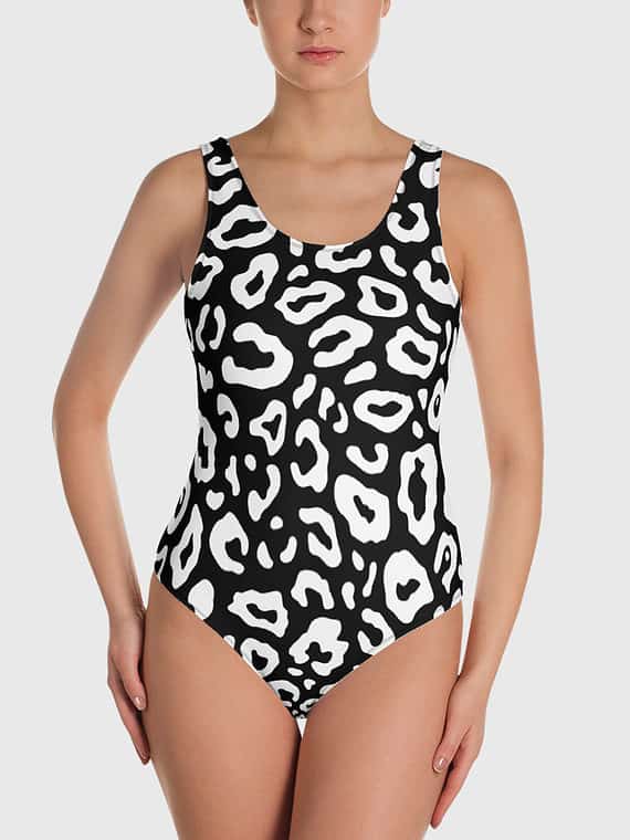 Swimsuit Leopard Print - Black