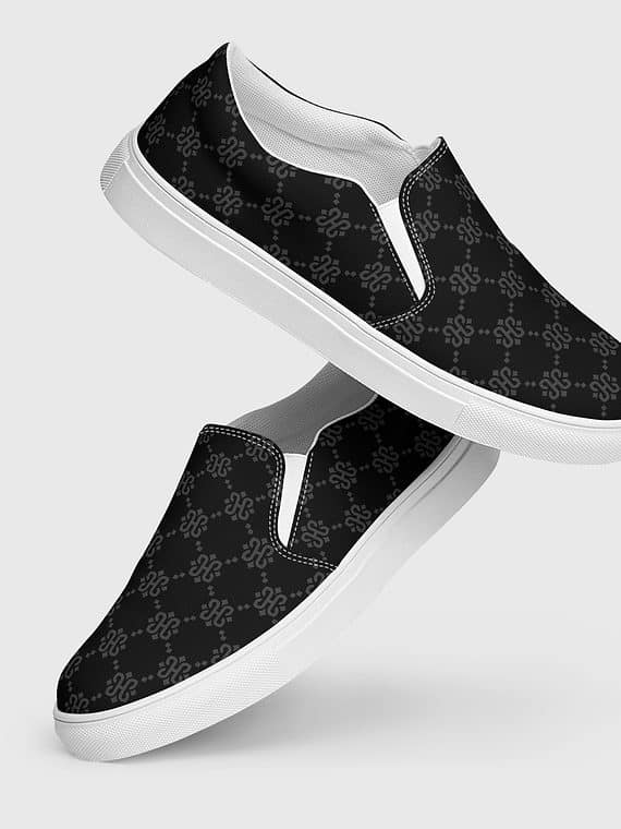 Canvas Slip-Ons Crosslink Pattern - Black
