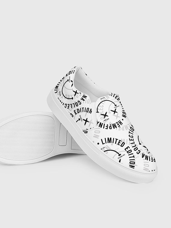 Canvas Slip-Ons Fake Smile Club – White