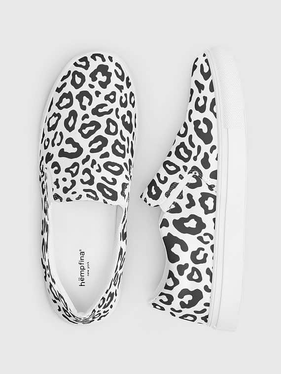Canvas Slip-Ons Leopard Print - White