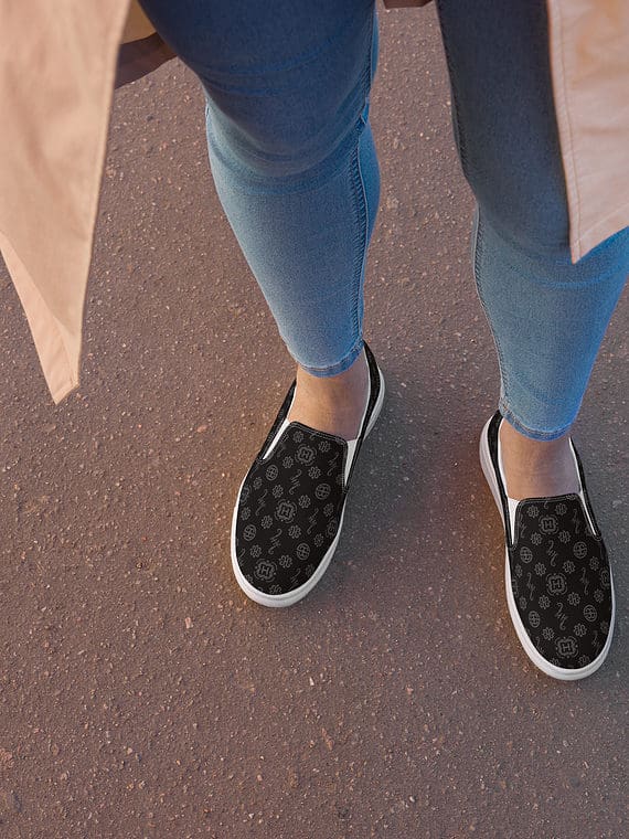 Canvas Slip-Ons Signature Motif - Black