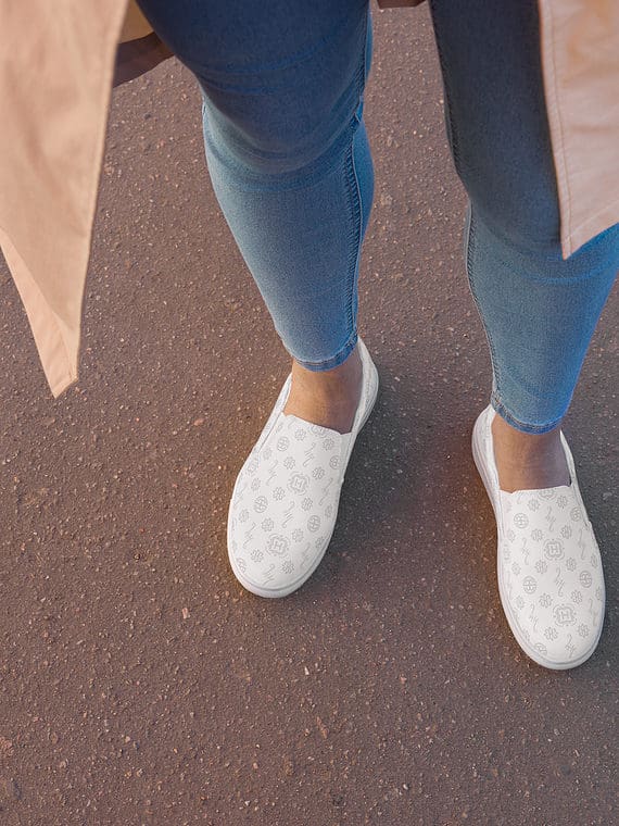 Canvas Slip-Ons Signature Motif - White